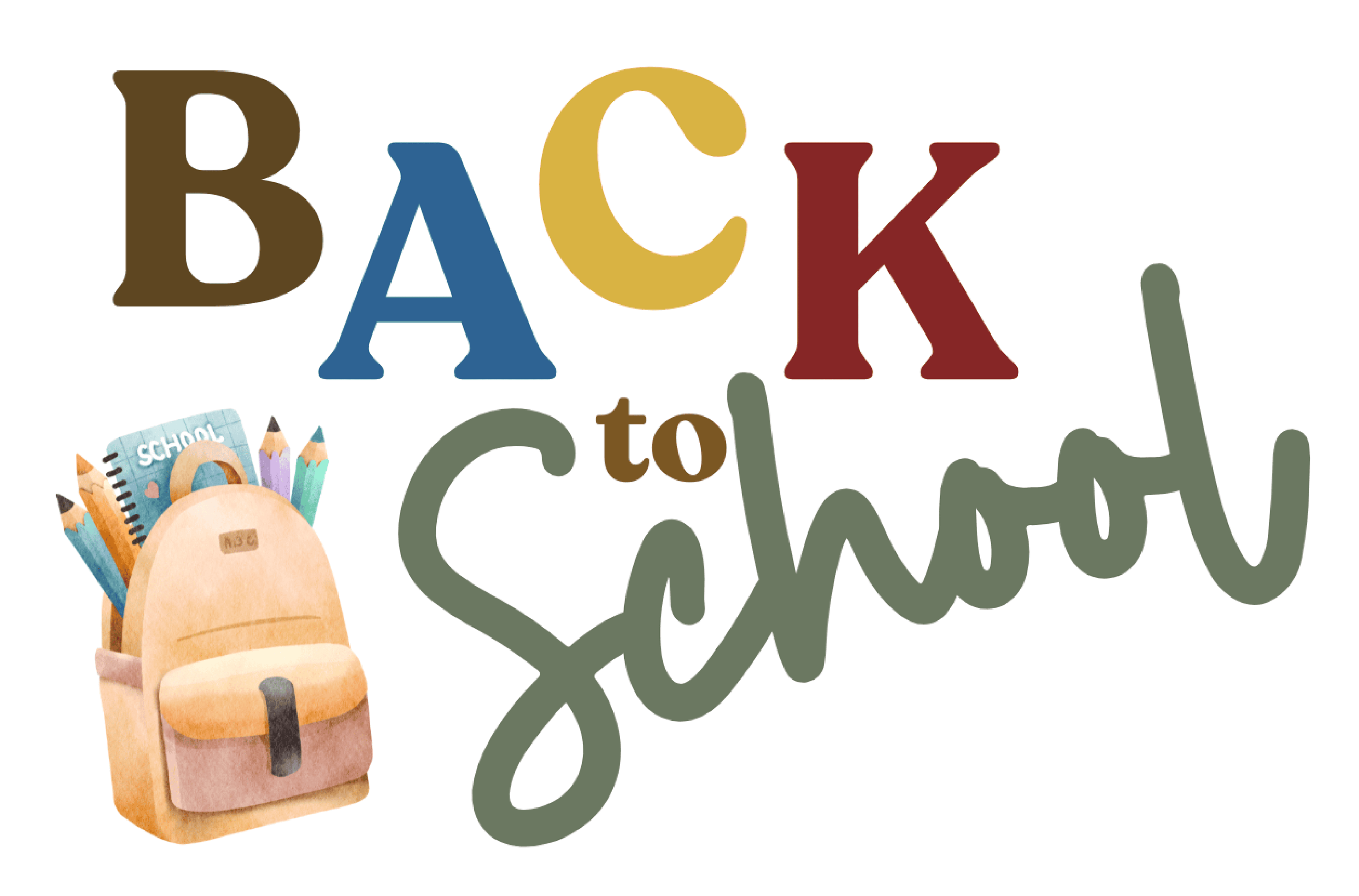 Back to School 2025 promotional banner with sage green watercolor background and botanical leaf accents