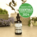 Earthley Cough-Be-Gone product with gold Taste for Life Essentials Award Winner 2024 seal badge