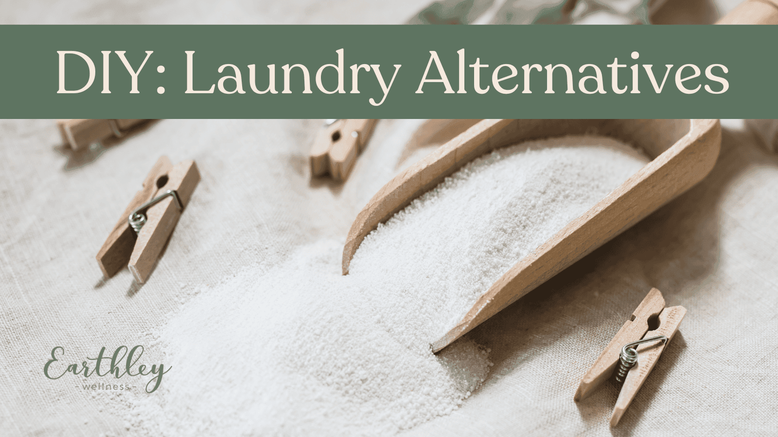 DIY Natural Laundry Detergent recipe graphic showing homemade cleaning powder ingredients and instructions