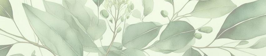 Soft green eucalyptus leaves and branches in watercolor style creating natural botanical pattern