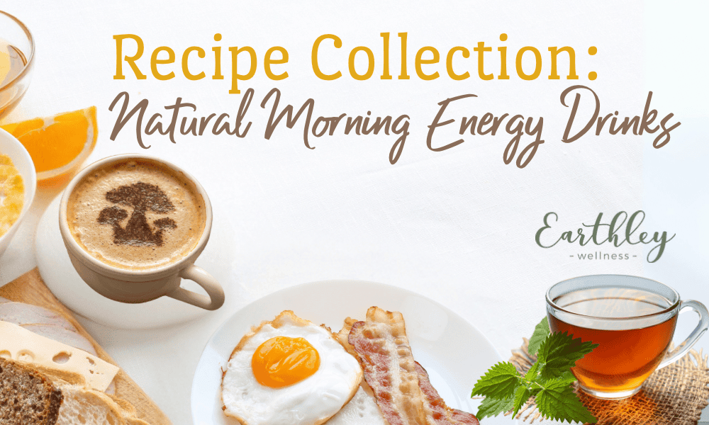 Earthley How Whipped Body Butter Works infographic with sage green background showing amber jar with ingredient photos of shea butter cocoa butter coconut oil vitamin E and essential oils on circular images