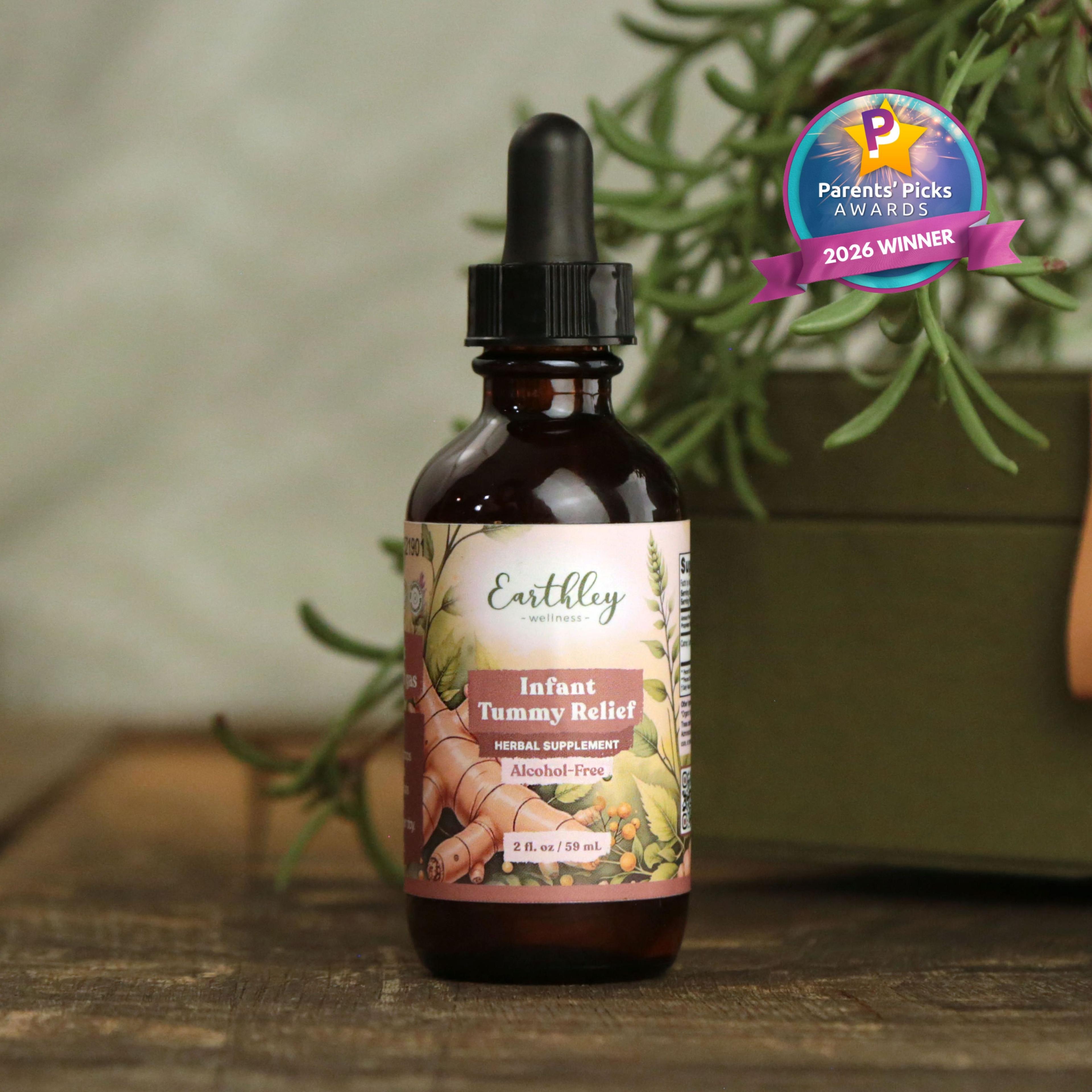Earthley Wellness Infant Tummy Relief 2oz alcohol-free herbal tincture, Parents' Picks 2026 Winner