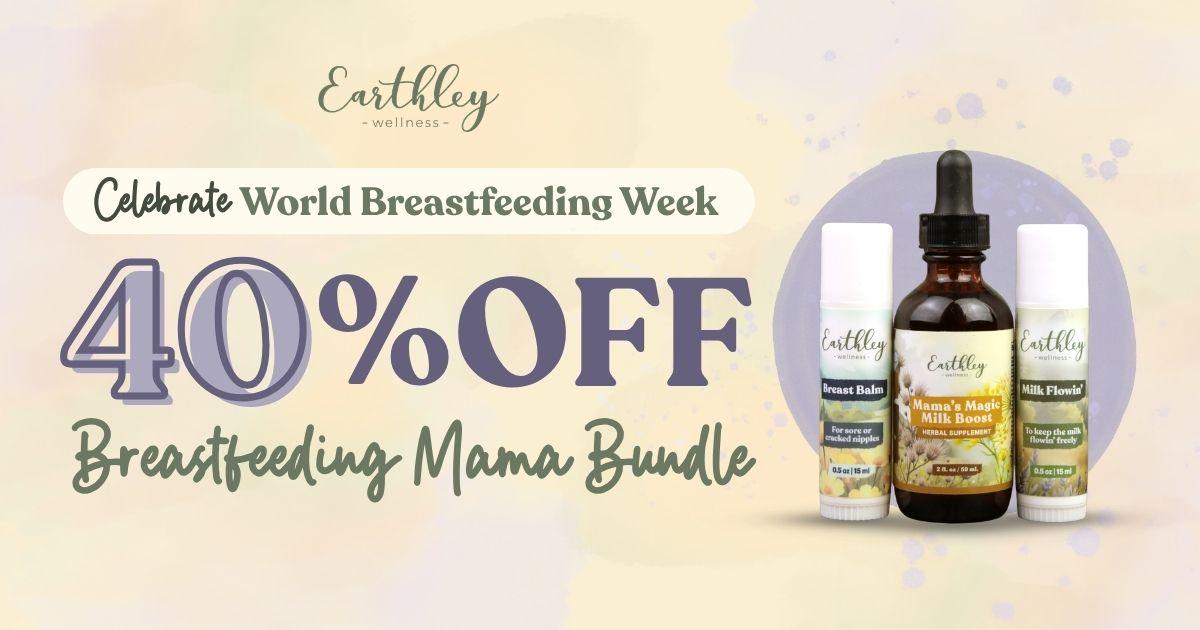 Earthley Wellness Breastfeeding Mama Bundle: 40% off — Breast Balm, Mama's Magic Milk Boost, Milk Flowin